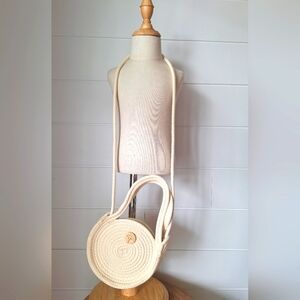 Cream Woven Shoulder Bag